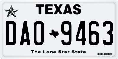 TX license plate DAO9463