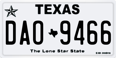 TX license plate DAO9466