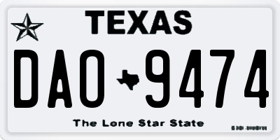 TX license plate DAO9474