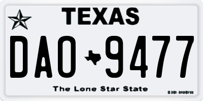 TX license plate DAO9477