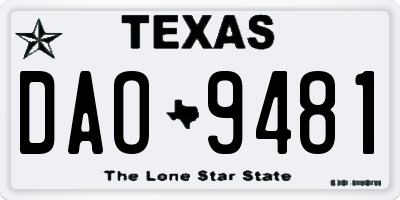 TX license plate DAO9481