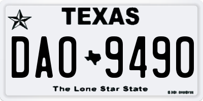 TX license plate DAO9490