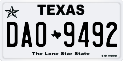 TX license plate DAO9492