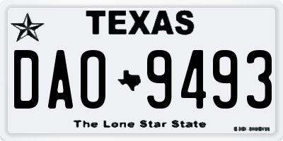 TX license plate DAO9493