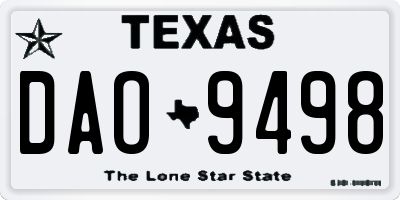 TX license plate DAO9498