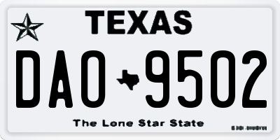 TX license plate DAO9502