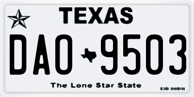 TX license plate DAO9503