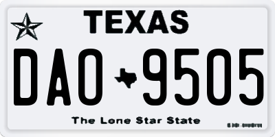 TX license plate DAO9505