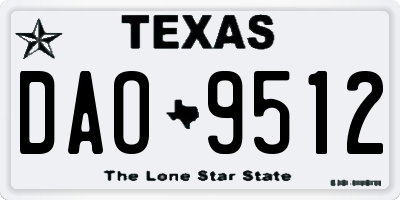 TX license plate DAO9512