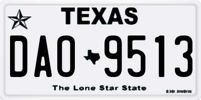 TX license plate DAO9513