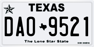 TX license plate DAO9521