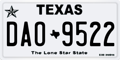 TX license plate DAO9522