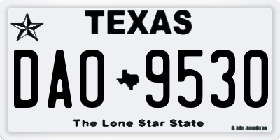 TX license plate DAO9530