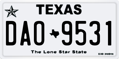 TX license plate DAO9531