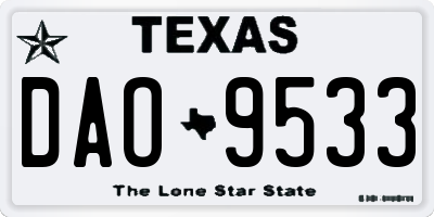 TX license plate DAO9533