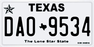 TX license plate DAO9534