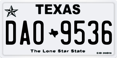 TX license plate DAO9536