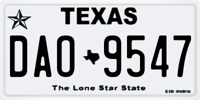 TX license plate DAO9547
