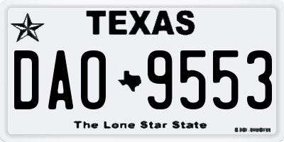 TX license plate DAO9553