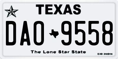 TX license plate DAO9558