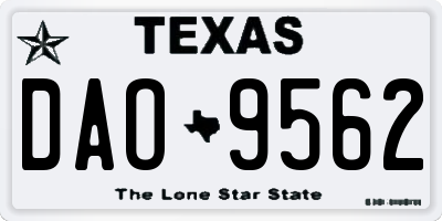 TX license plate DAO9562