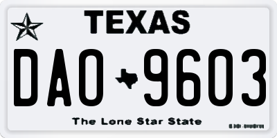 TX license plate DAO9603