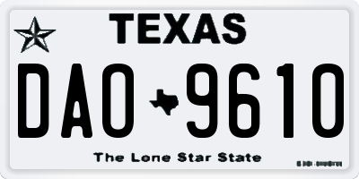 TX license plate DAO9610