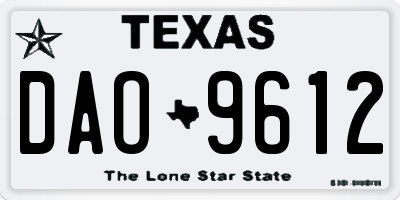 TX license plate DAO9612