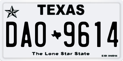 TX license plate DAO9614