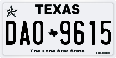 TX license plate DAO9615