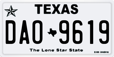 TX license plate DAO9619