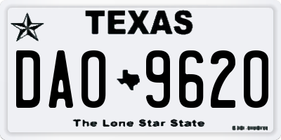 TX license plate DAO9620