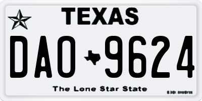 TX license plate DAO9624