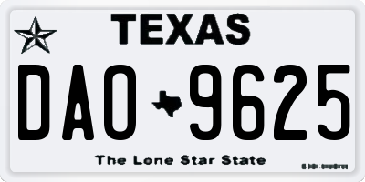 TX license plate DAO9625