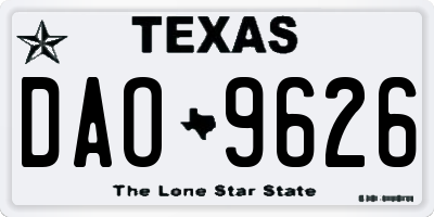 TX license plate DAO9626