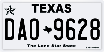 TX license plate DAO9628