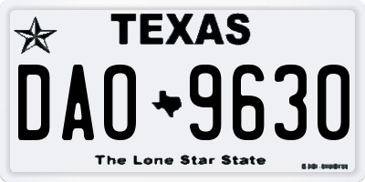 TX license plate DAO9630
