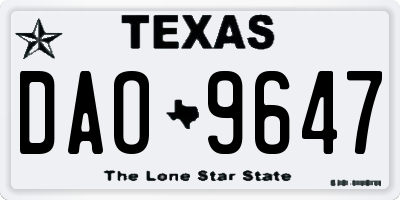 TX license plate DAO9647