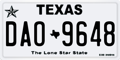 TX license plate DAO9648