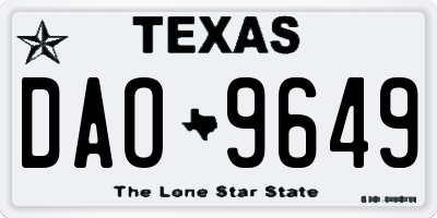 TX license plate DAO9649