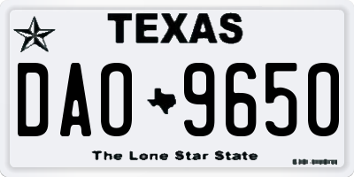 TX license plate DAO9650