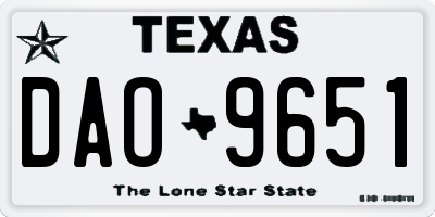 TX license plate DAO9651