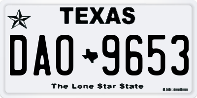 TX license plate DAO9653