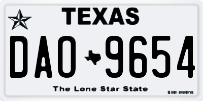 TX license plate DAO9654