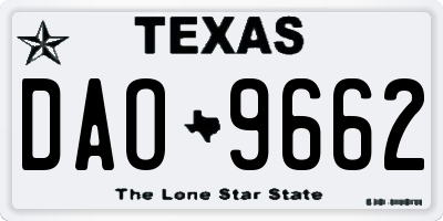 TX license plate DAO9662