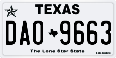 TX license plate DAO9663