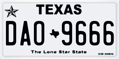 TX license plate DAO9666