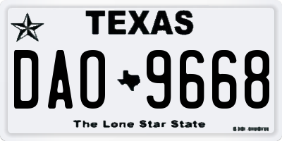 TX license plate DAO9668