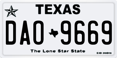 TX license plate DAO9669