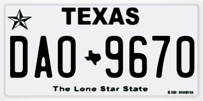 TX license plate DAO9670